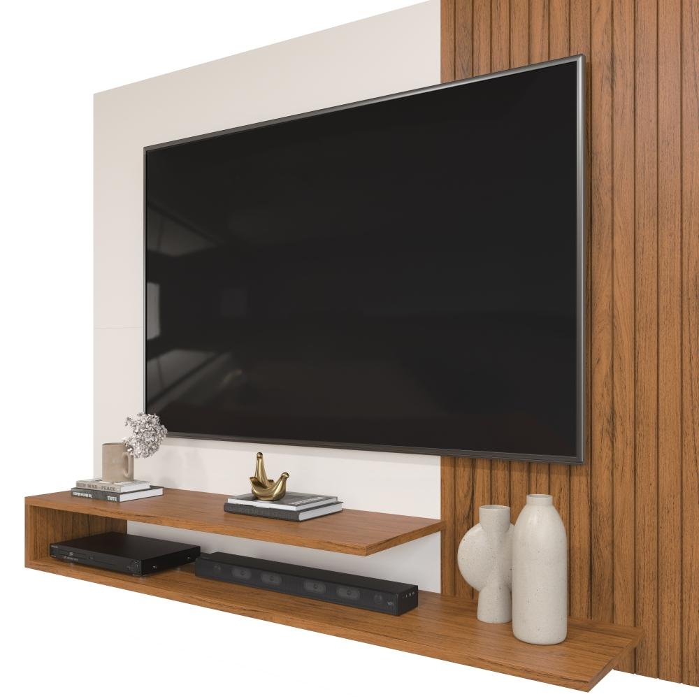Painel para TV com Frisos Kenay Freijo Off White