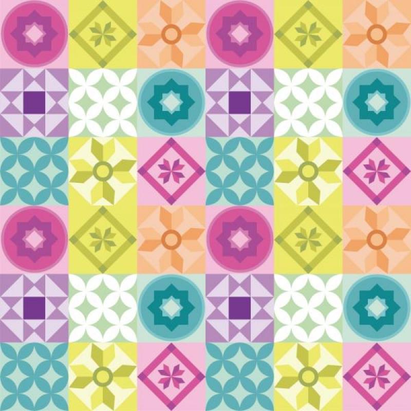 Papel de Parede Infantil Azulejo Geométrico Vivo