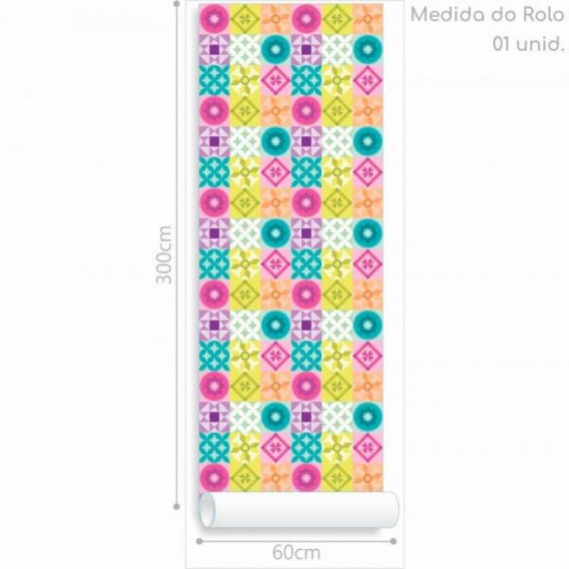 Papel de Parede Infantil Azulejo Geométrico Vivo