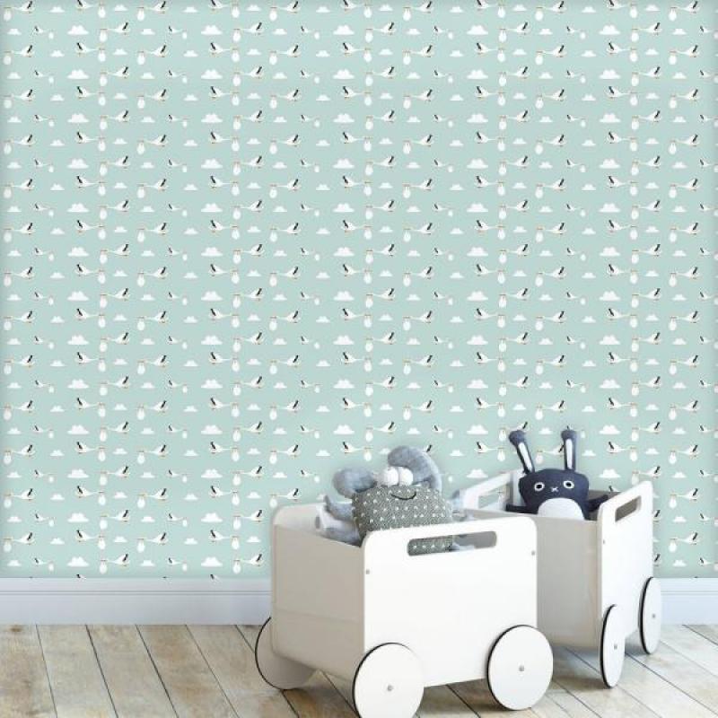 Papel de Parede Infantil Cegonha Bebê