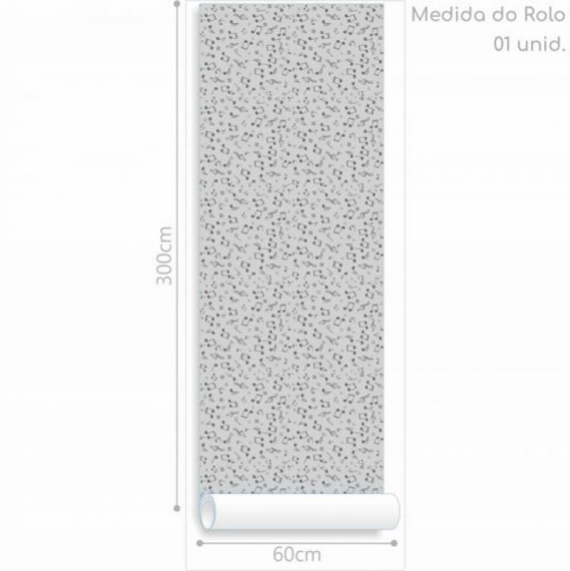 Papel de Parede Infantil Notas Musicais Cinza