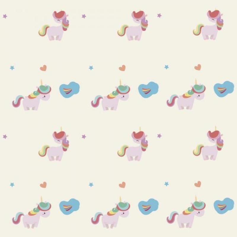 Papel de Parede Infantil Unicórnios Coloridos