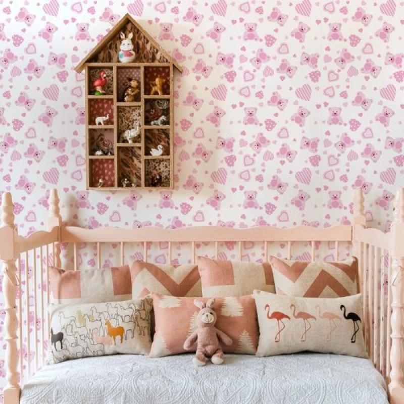 Papel de Parede Infantil Ursinho Menina