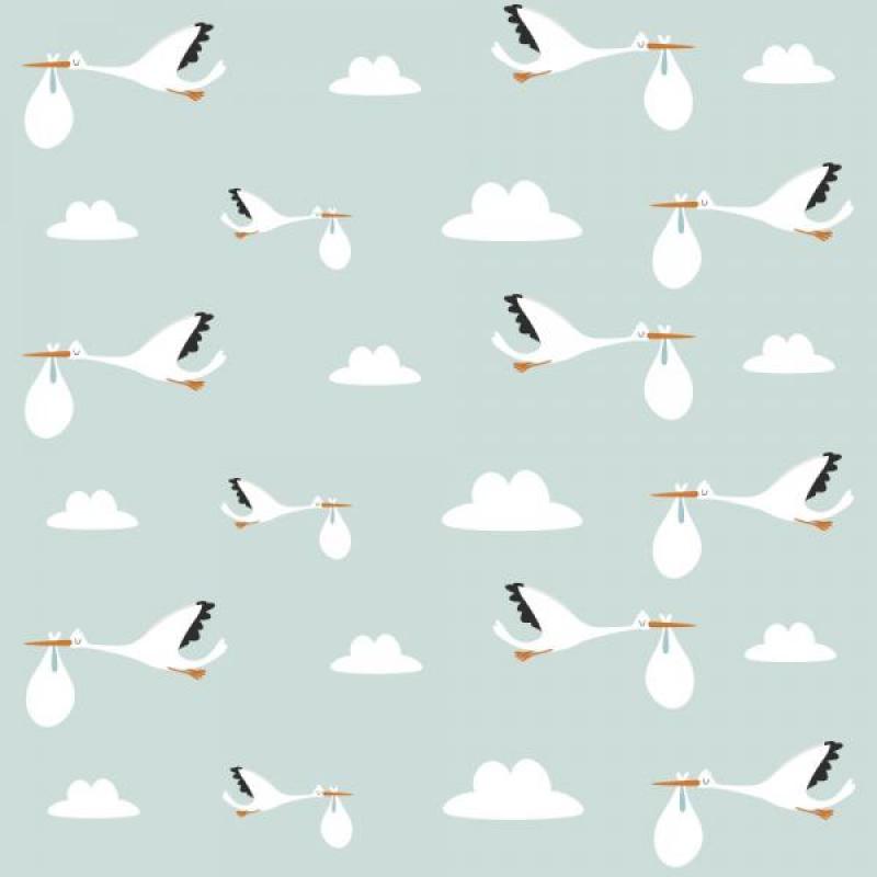 Papel de Parede Kids Cegonha Bebê