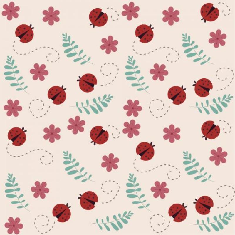 Papel de Parede Kids Joaninha e Flores