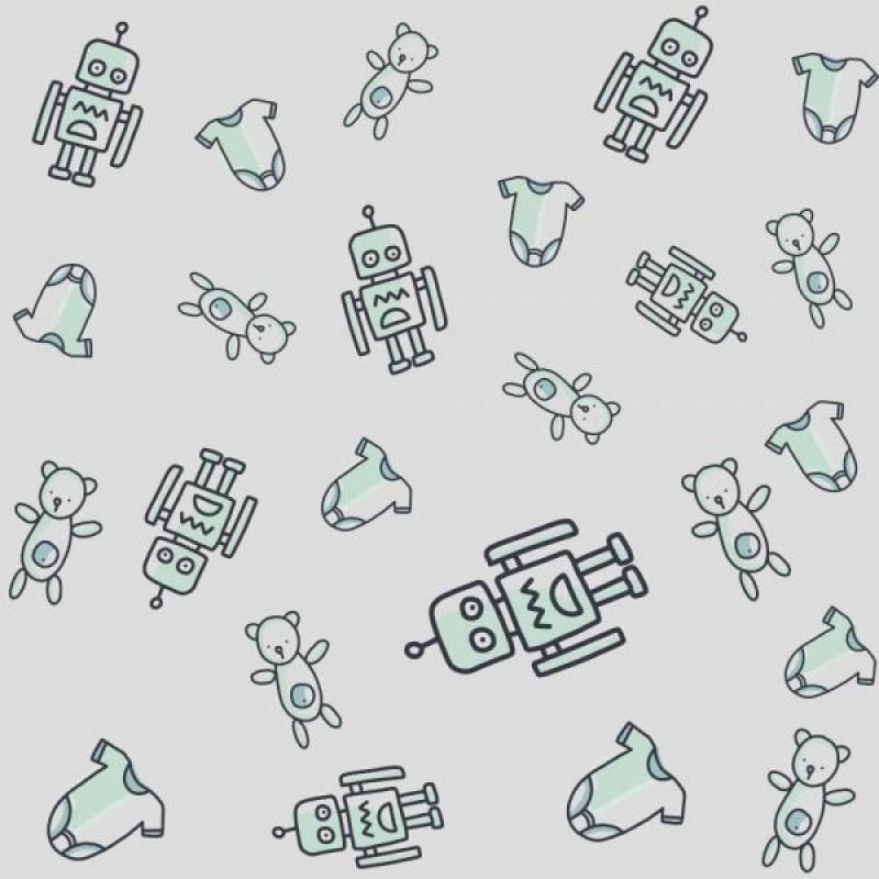 Papel de Parede Kids Robô Ursinho Baby