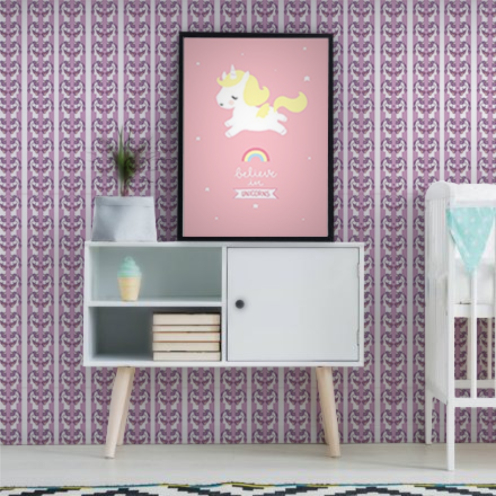 Papel de Parede Kids Unicórnio Lilás