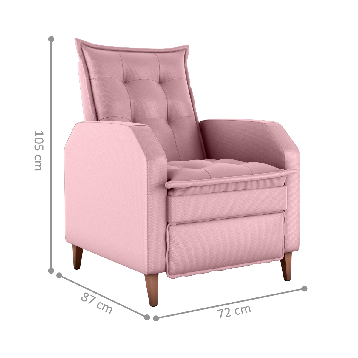 Poltrona  Reclinável Alef Veludo Turkey Rosa