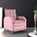 Poltrona  Reclinável Leeds Veludo Turkey Rosa