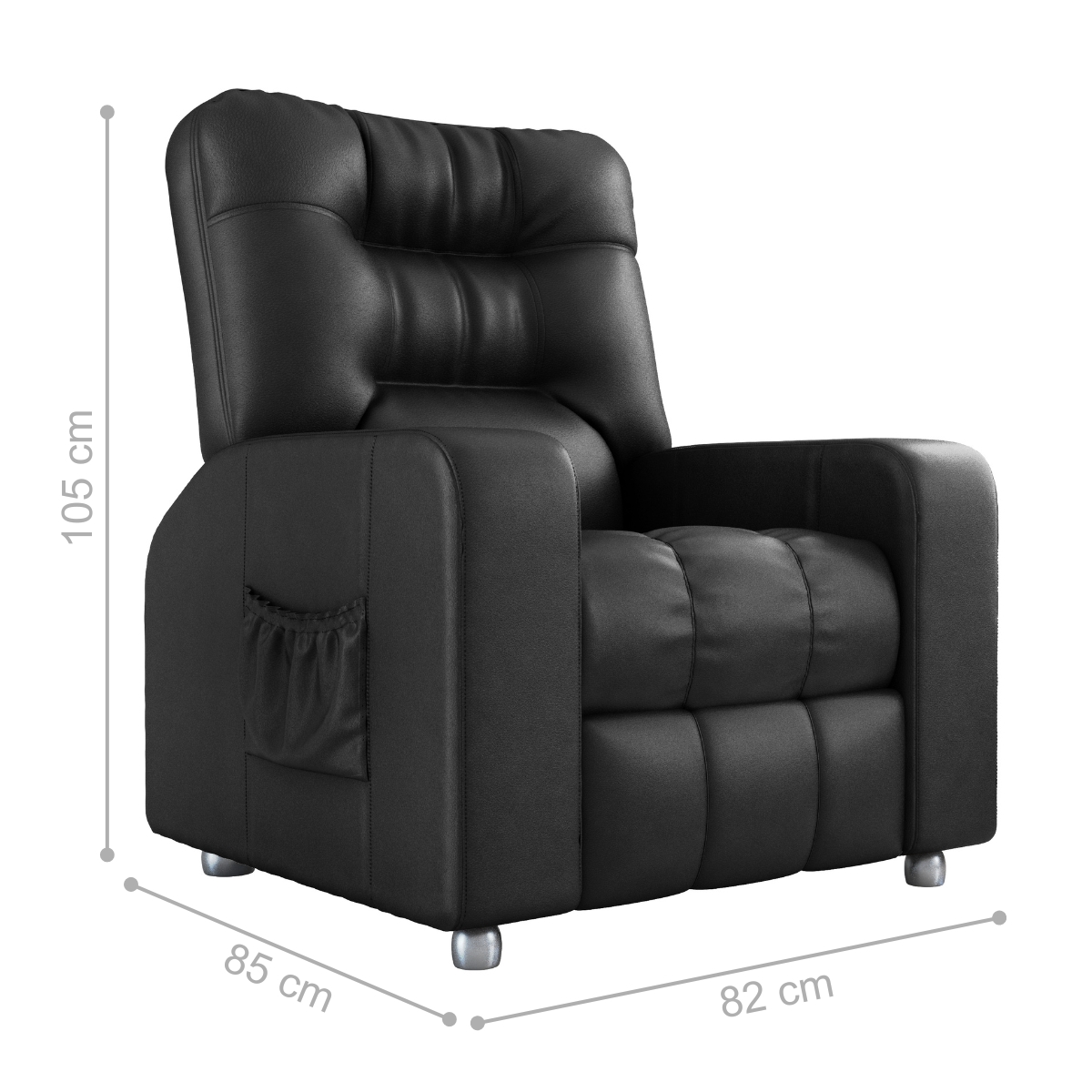 Poltrona Almofadada Reclinável Hull Sintetico Preto