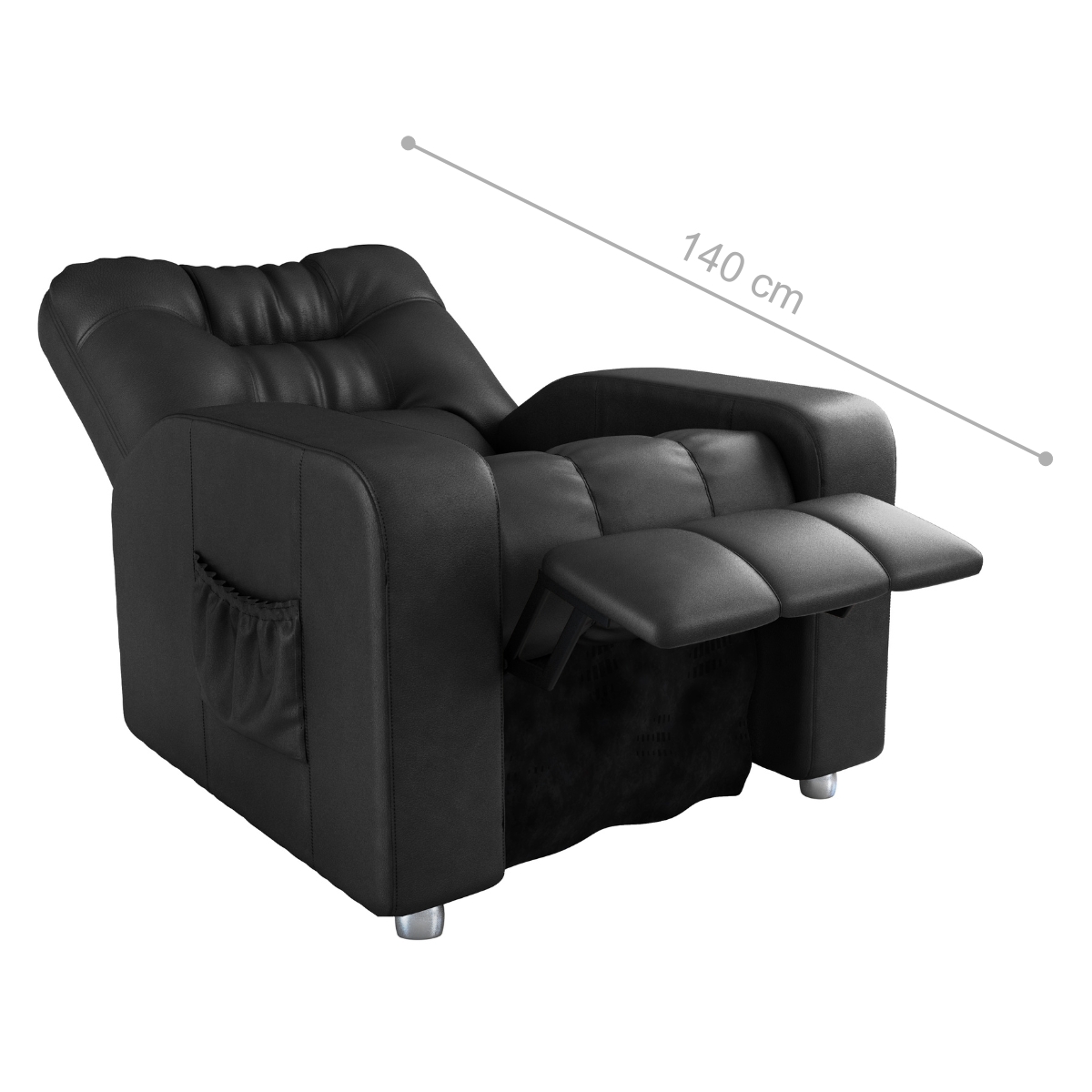 Poltrona Almofadada Reclinável Hull Sintetico Preto