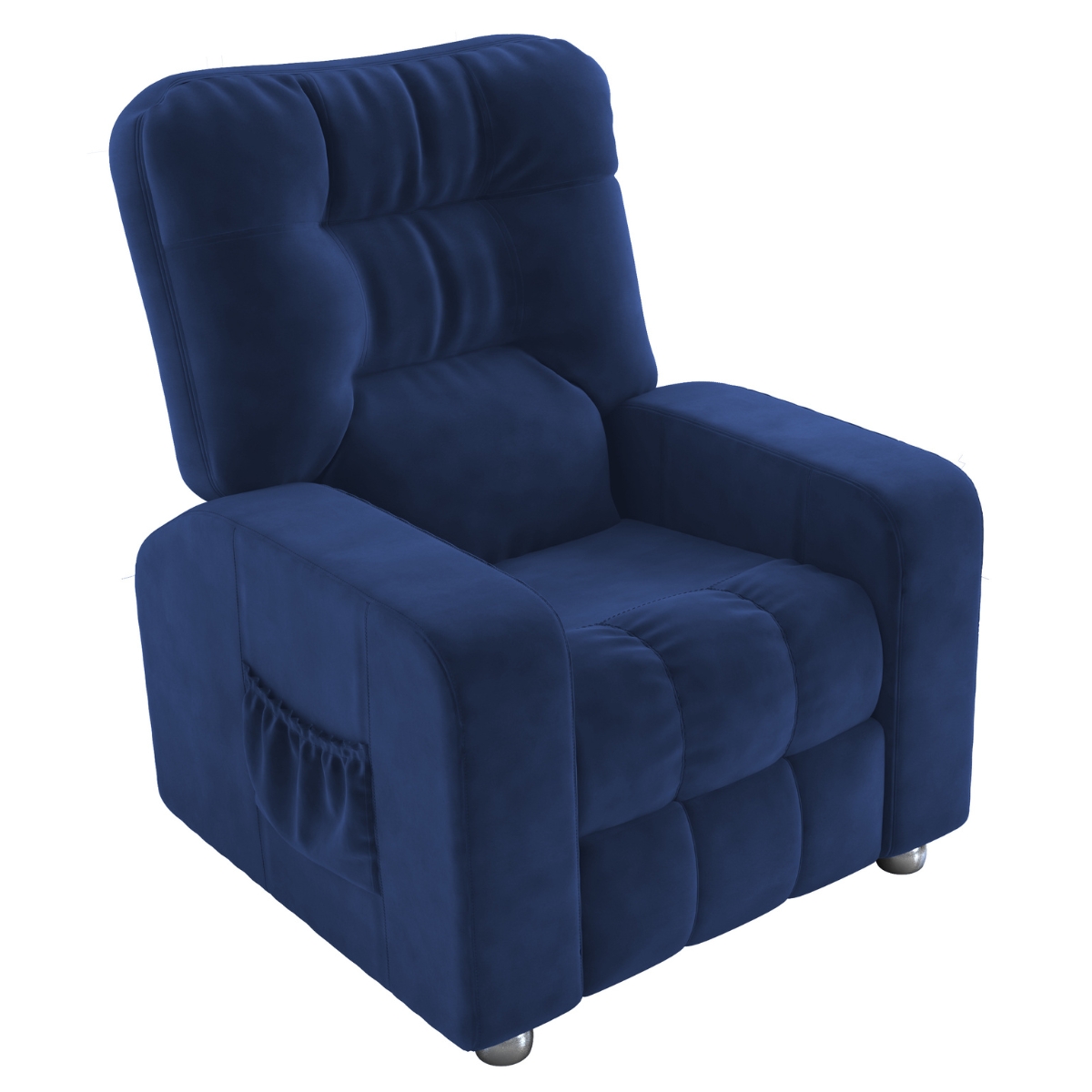 Poltrona Almofadada Reclinável Hull Veludo Azul