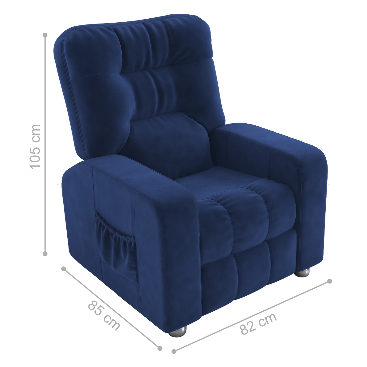 Poltrona Almofadada Reclinável Yo Veludo Azul