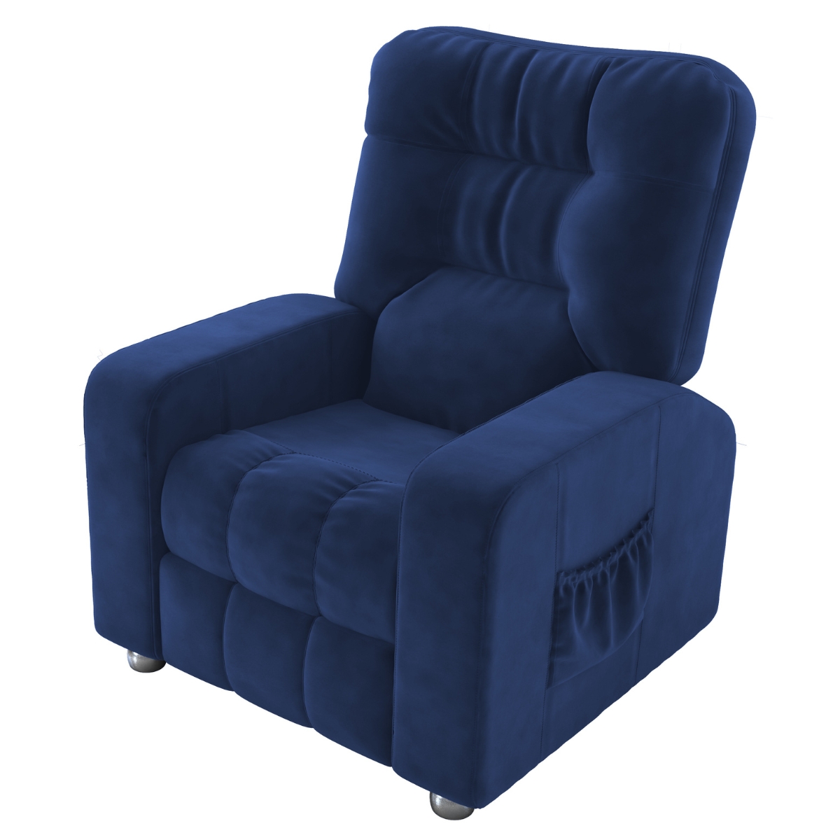 Poltrona Almofadada Reclinável Yo Veludo Azul