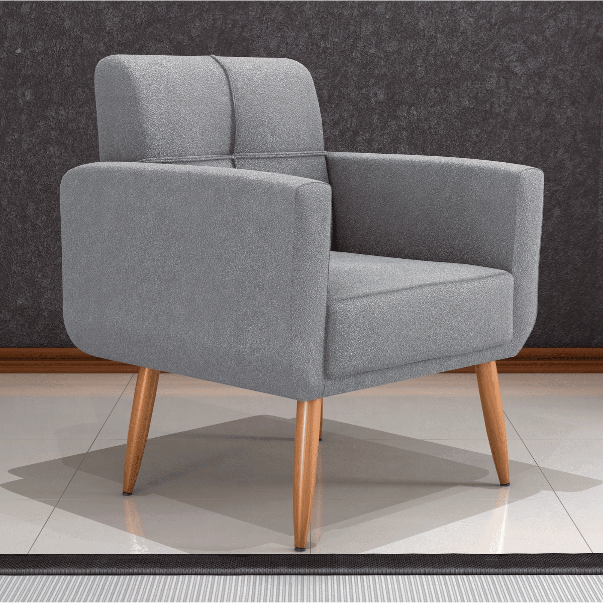 Poltrona Decorativa Itaqui Boucle Cinza