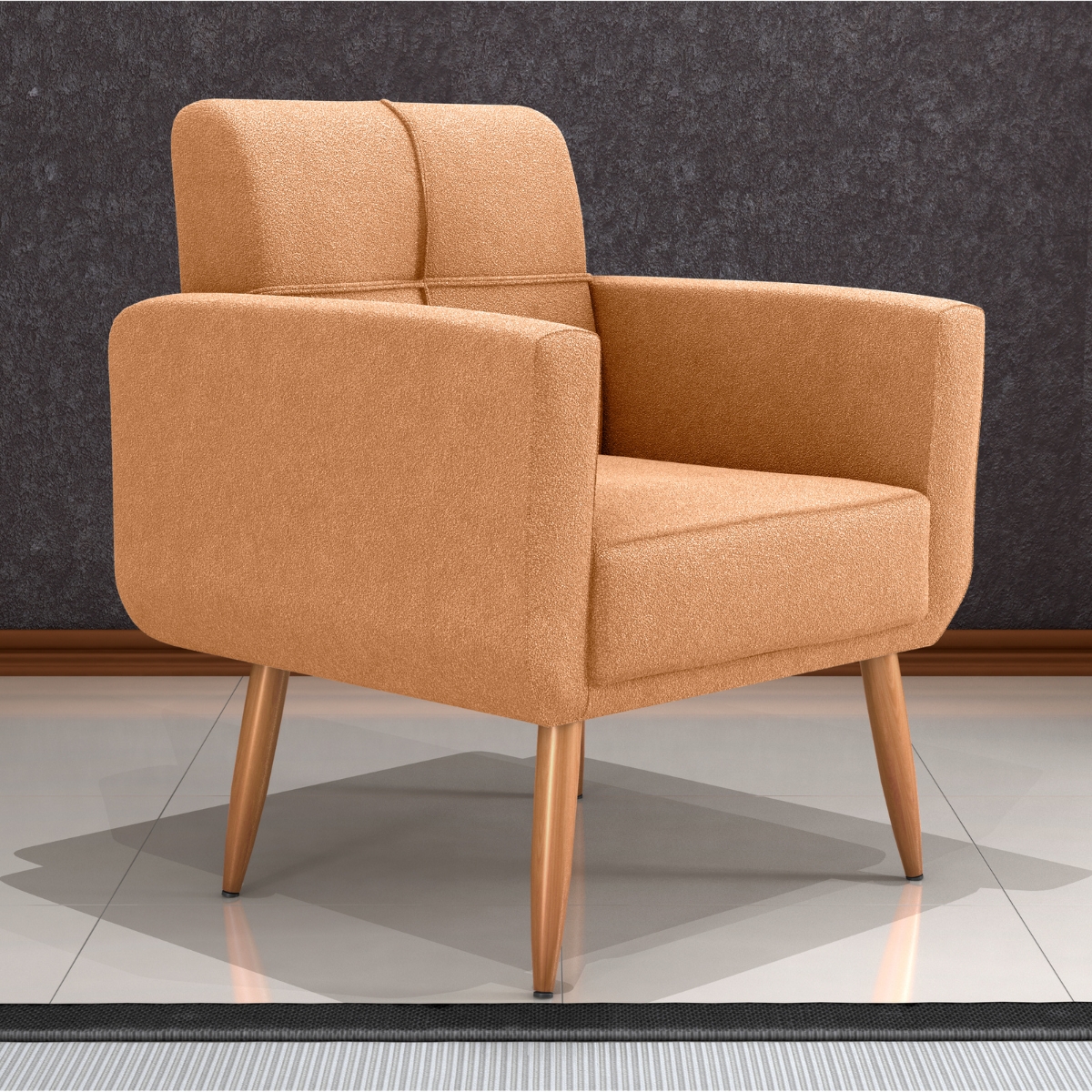 Poltrona Decorativa Itaqui Boucle Mostarda 