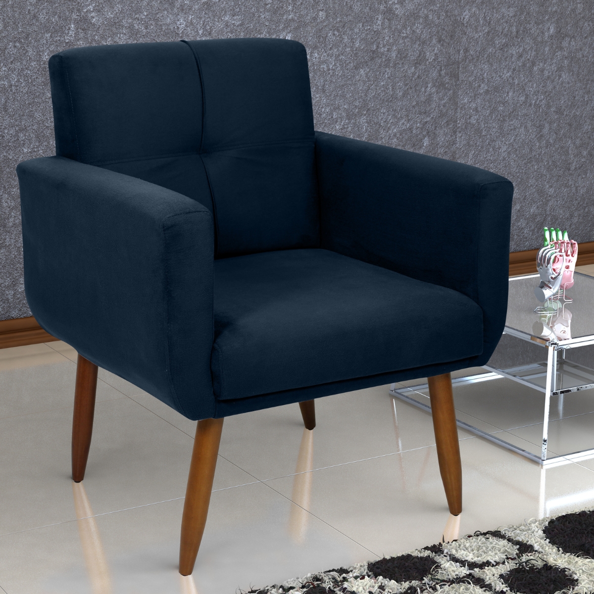 Poltrona Decorativa Itaqui Suede  Azul