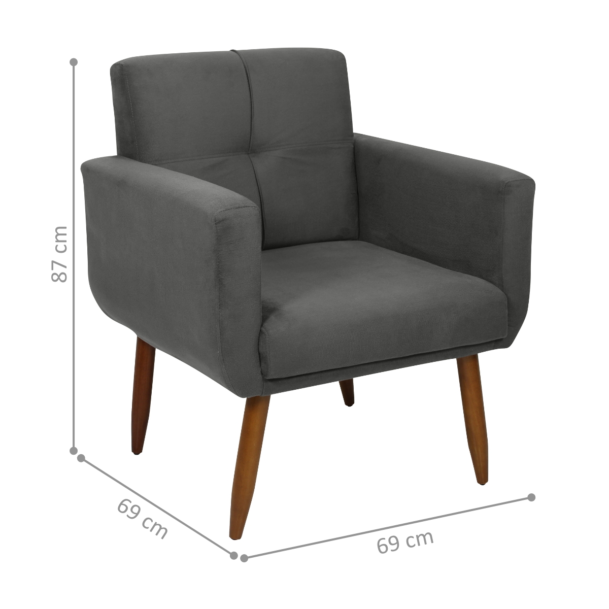 Poltrona Decorativa Itaqui Suede Cinza