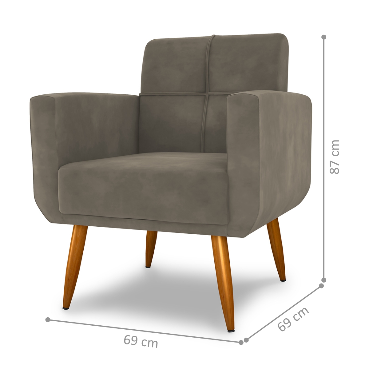 Poltrona Decorativa Itaqui Veludo Cappuccino