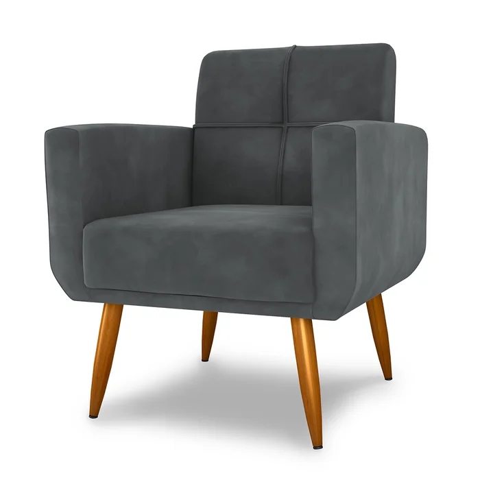 Poltrona Decorativa Itaqui Veludo Cinza