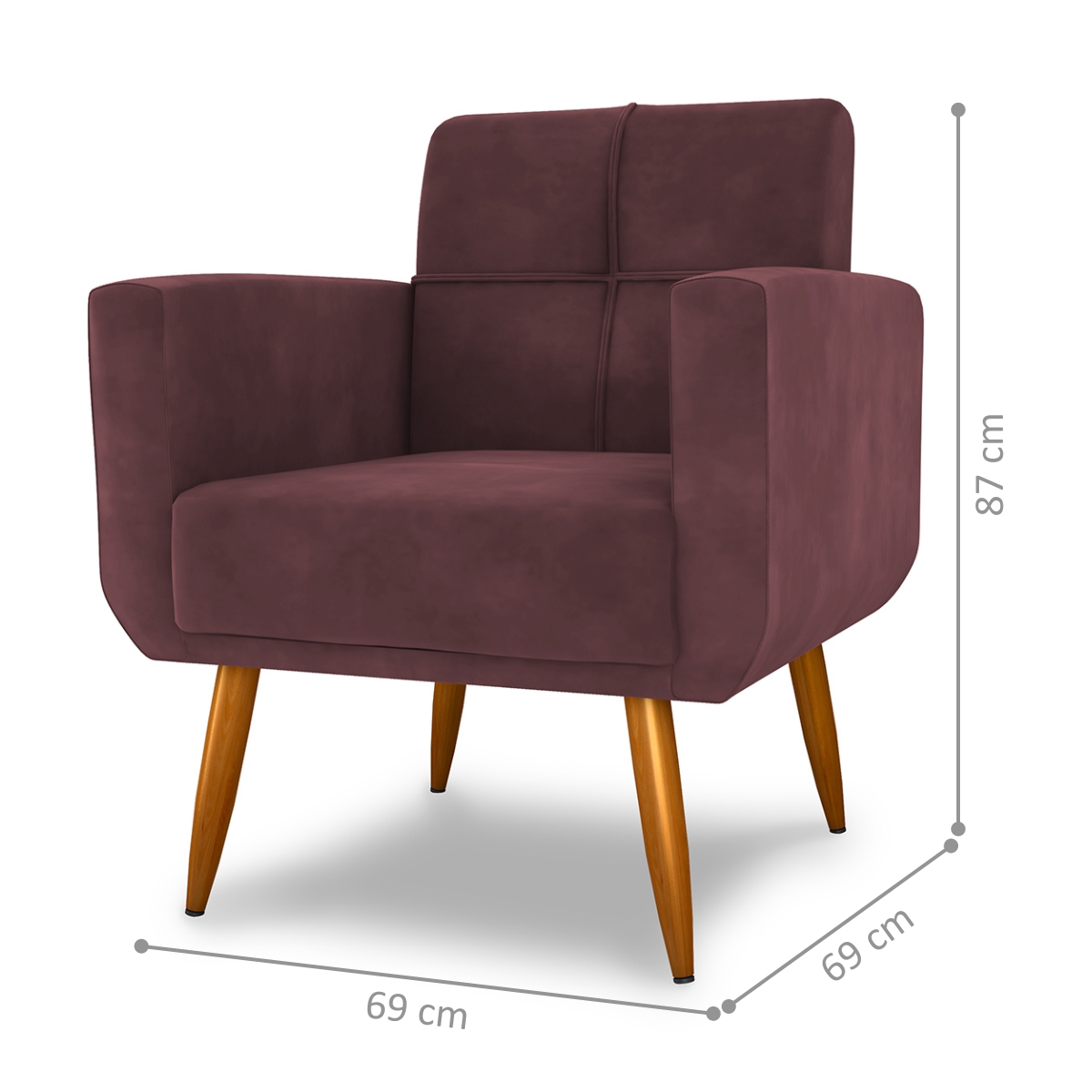 Poltrona Decorativa Itaqui Veludo Rosê