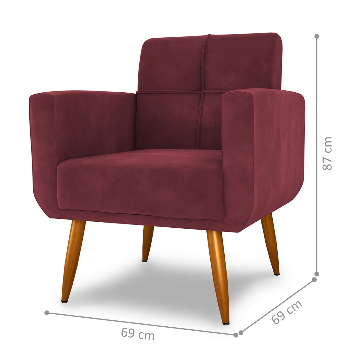 Poltrona Decorativa Itaqui Veludo Vinho