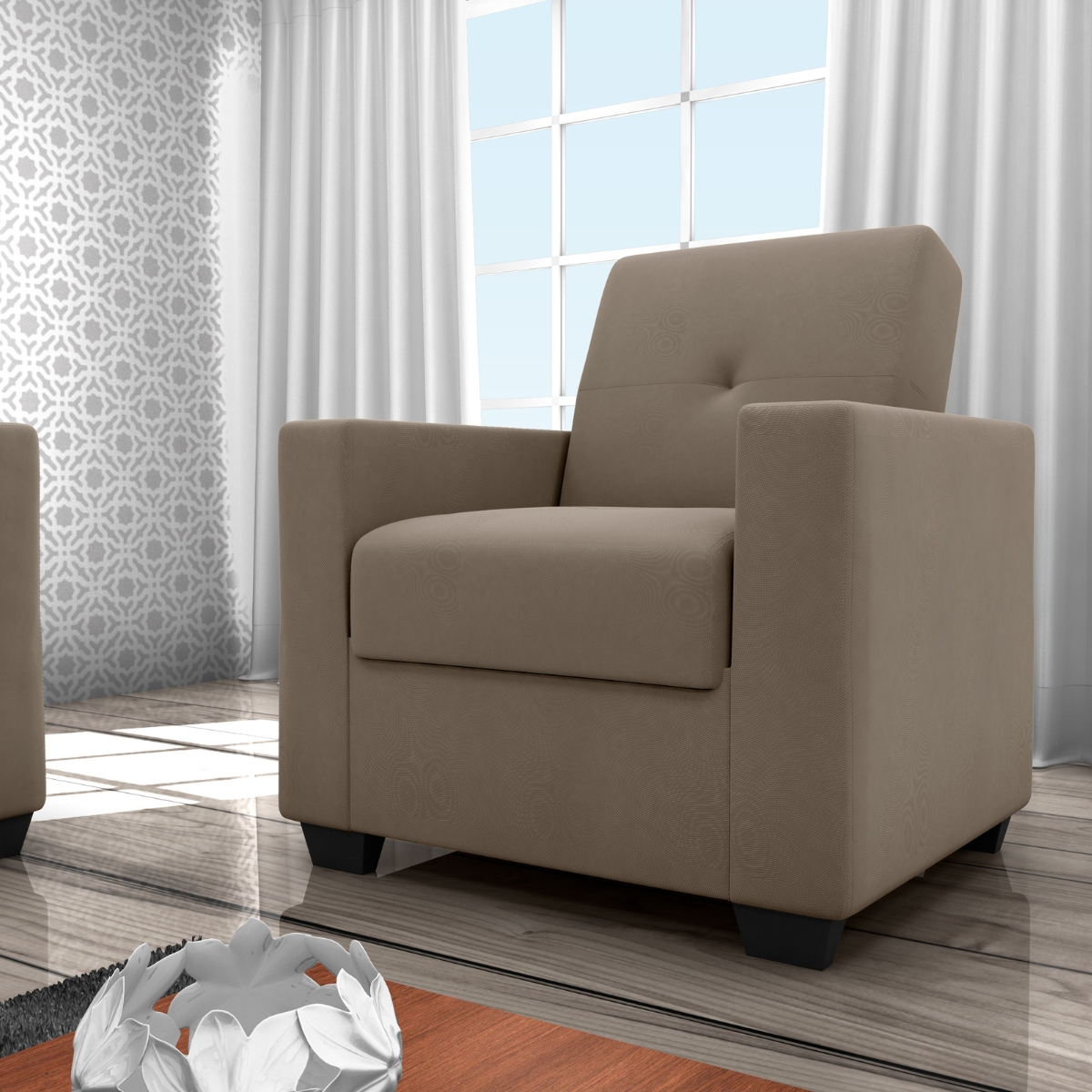 Poltrona Decorativa Jake Veludo Maserati Cappucino