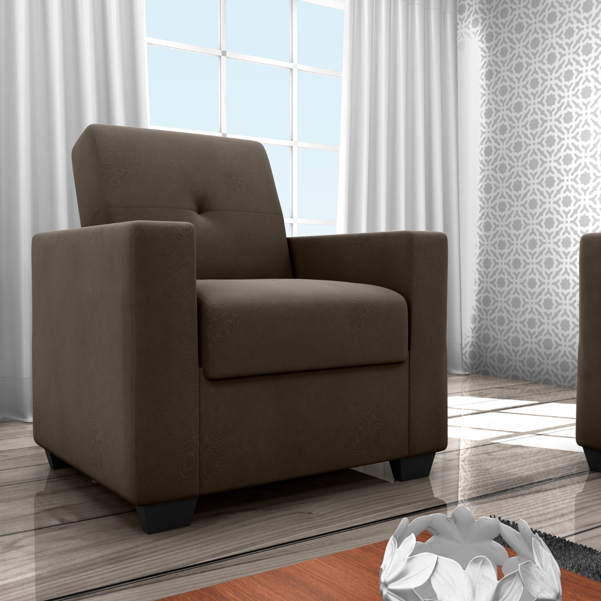 Poltrona Decorativa Jake Veludo Maserati Marrom