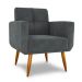 Poltrona Decorativa Juan Veludo Cinza