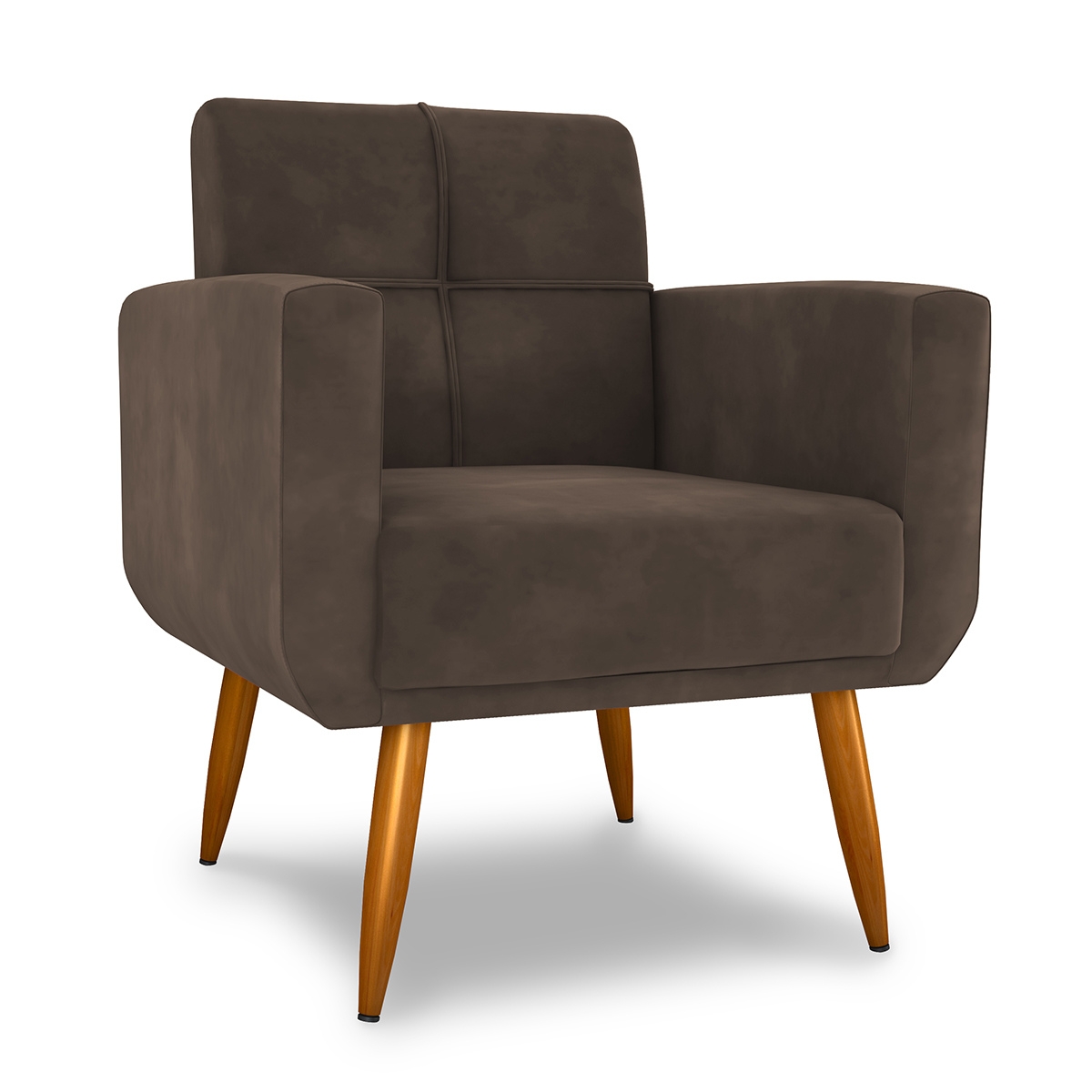 Poltrona Decorativa Juan Veludo Marrom