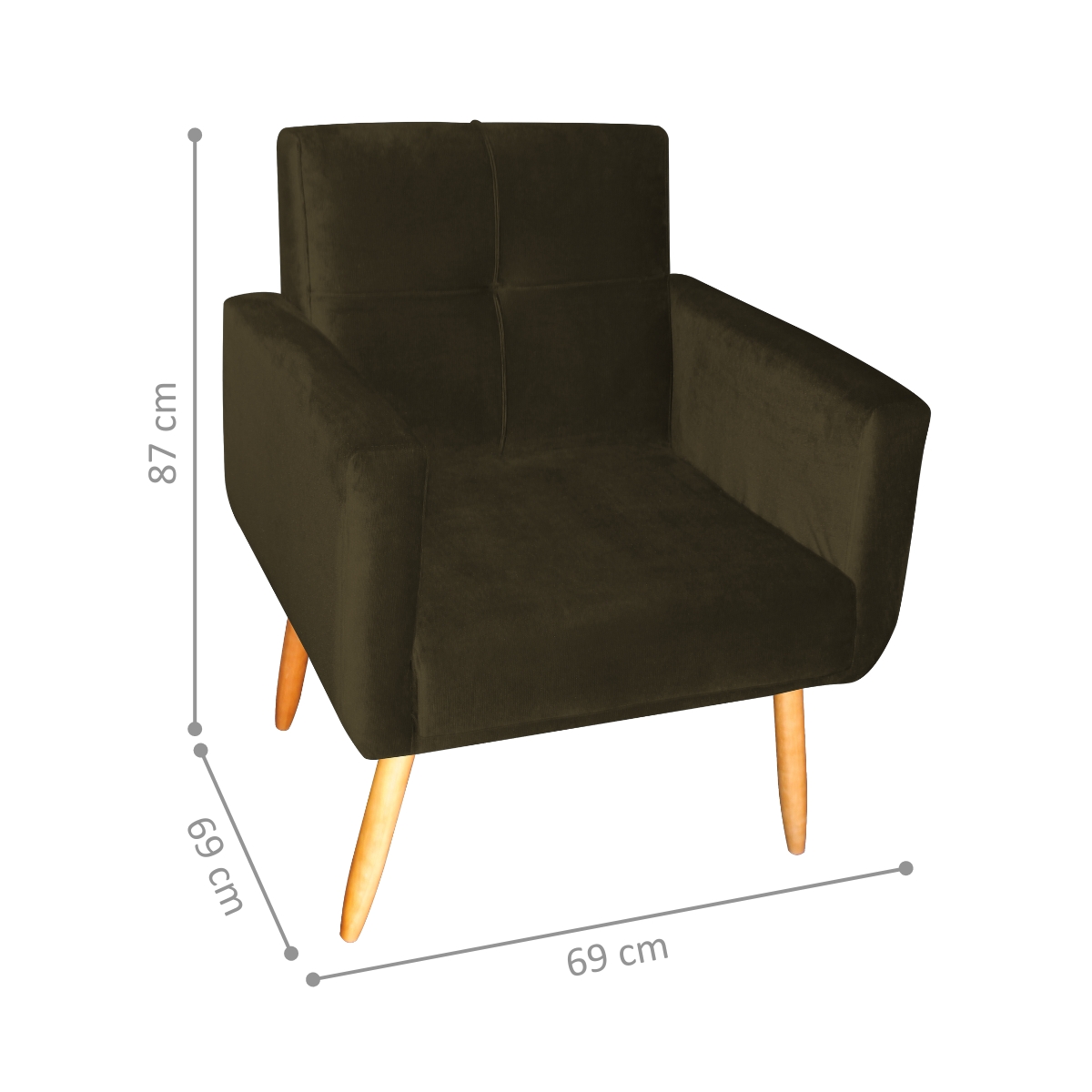 Poltrona Decorativa Juan Veludo Turkey Marrom