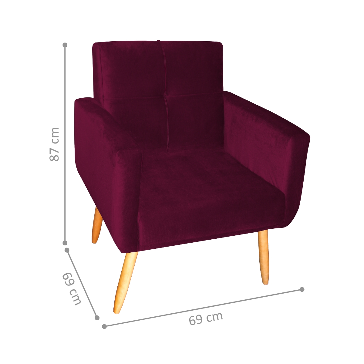 Poltrona Decorativa Juan Veludo Turkey Marsala