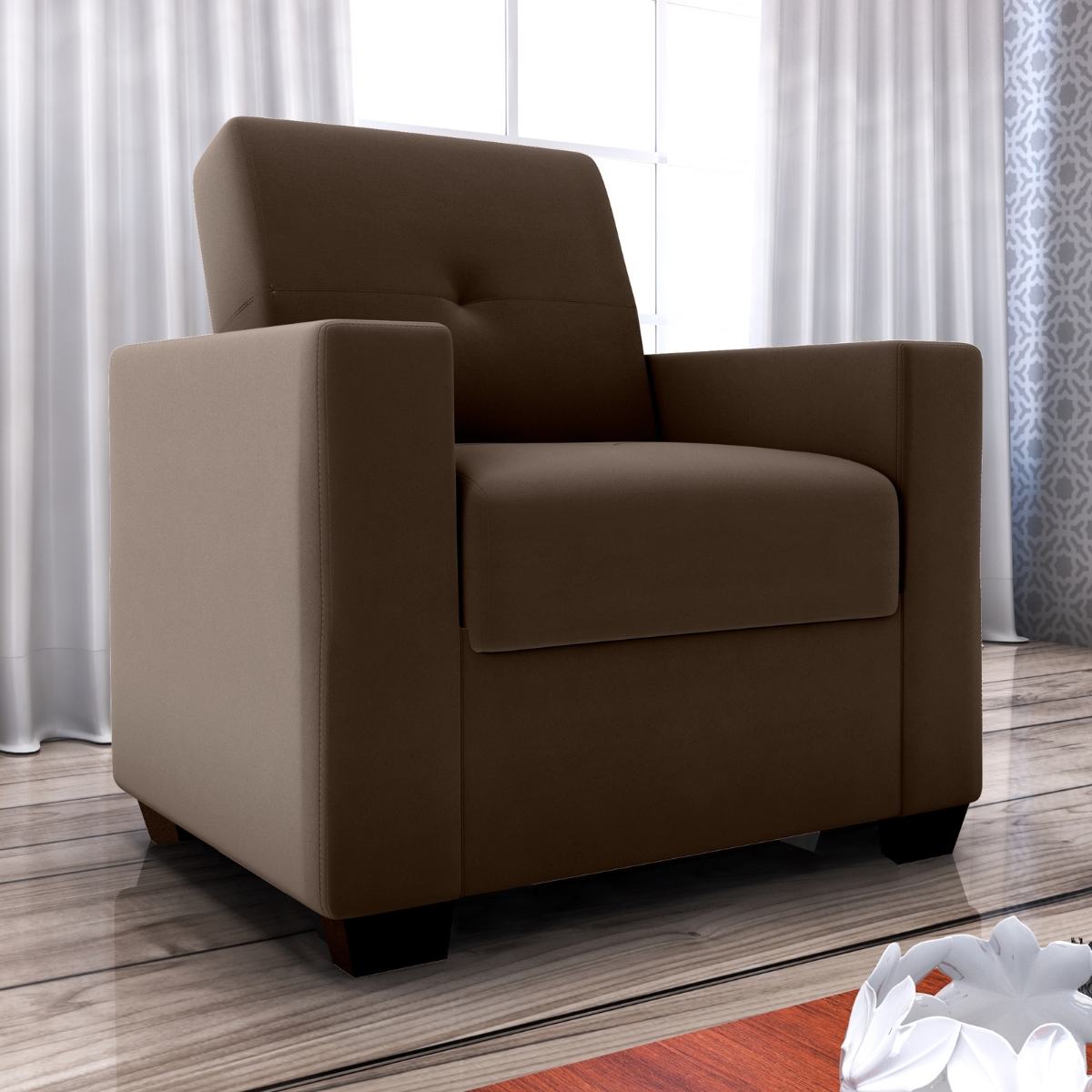 Poltrona Decorativa Múrcia Veludo Marrom