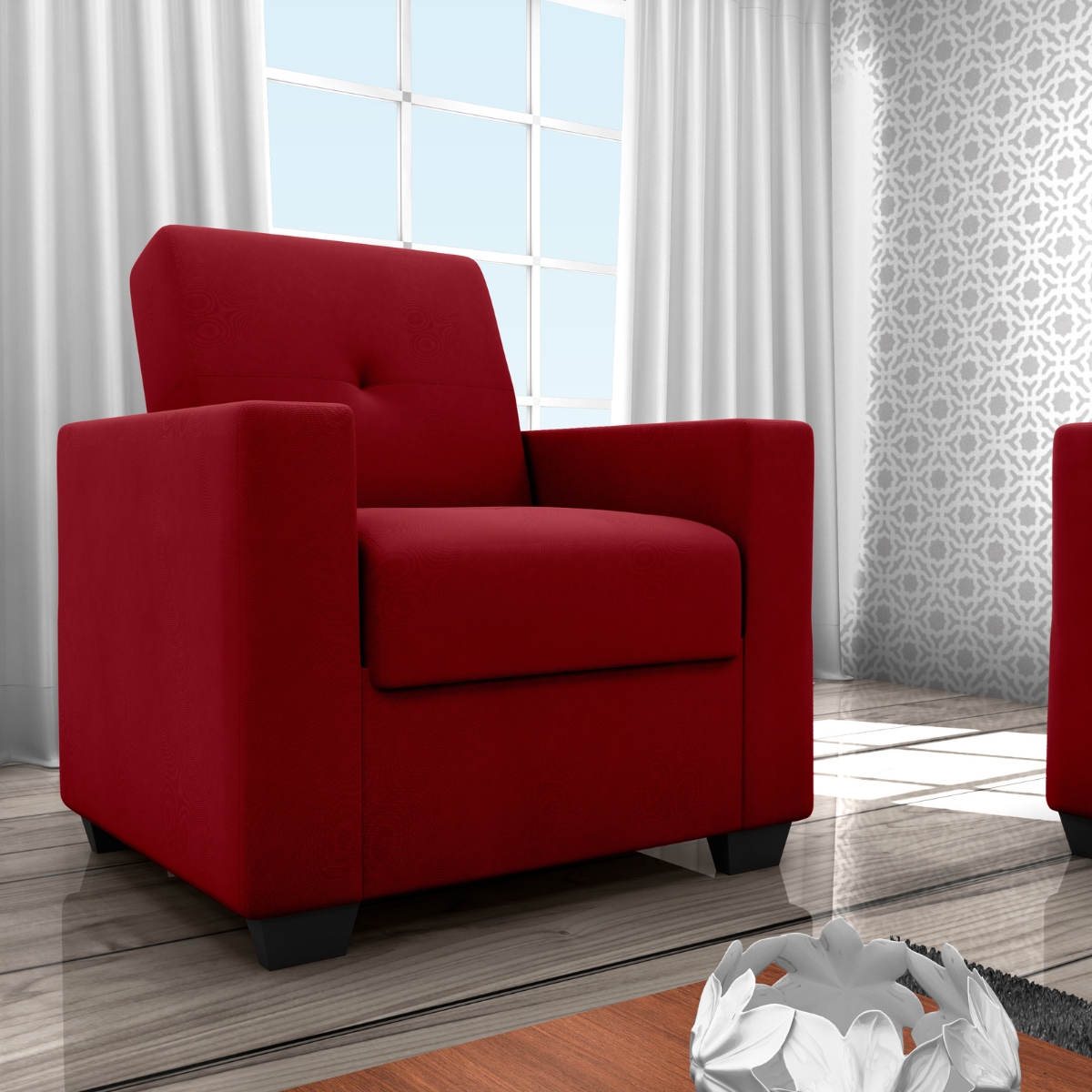 Poltrona Decorativa Múrcia Veludo Maserati Vermelho