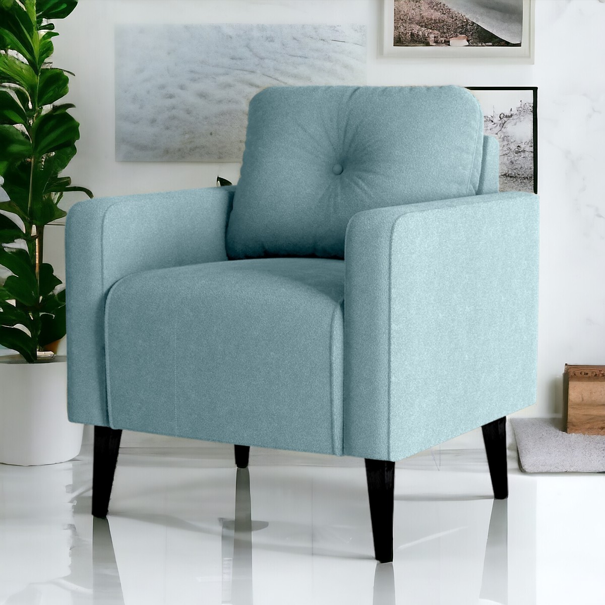 Poltrona Decorativa Miguel Boucle Azul