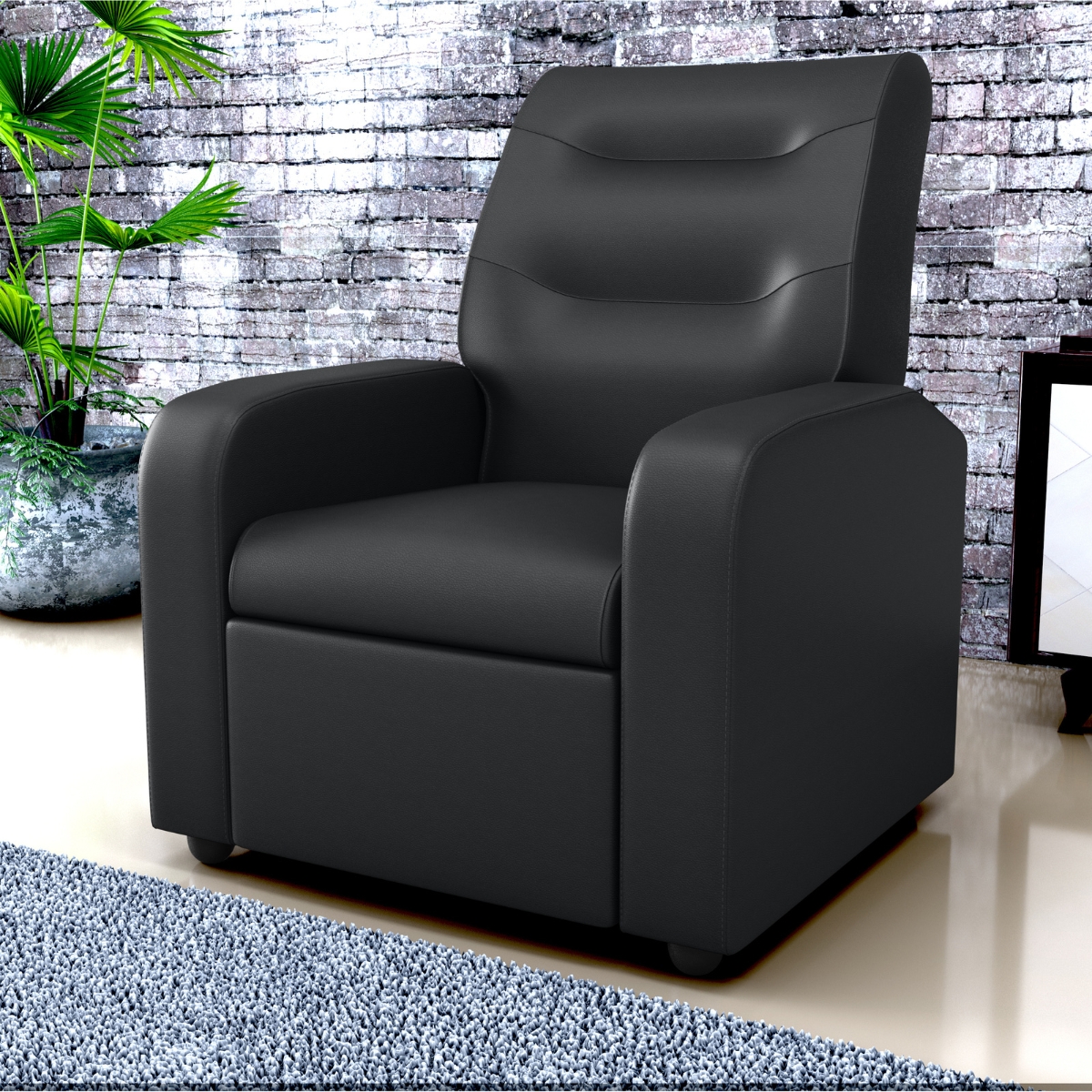 Poltrona Decorativa Reclinável Cecilia Sintetico Preto