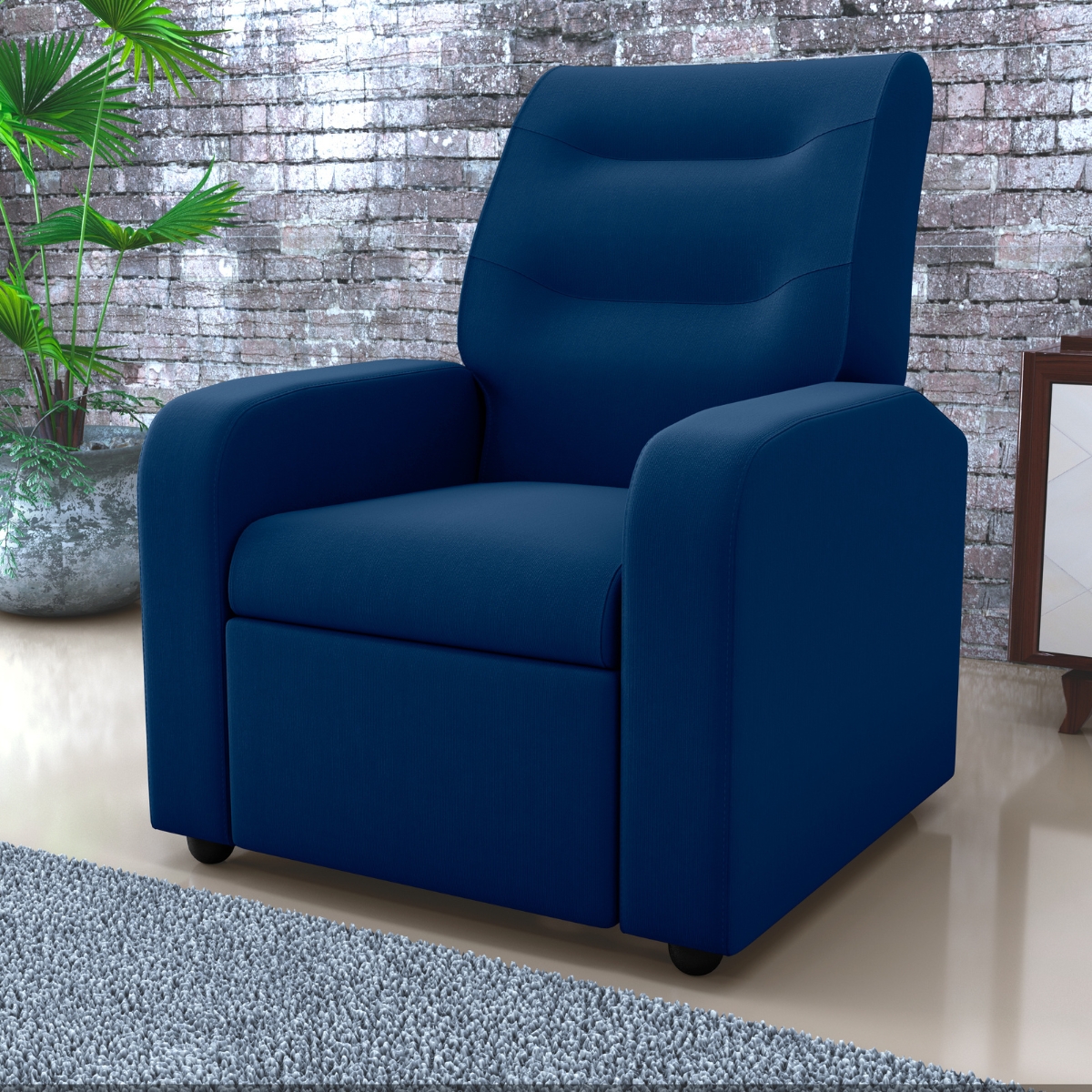 Poltrona Decorativa Reclinável Cecilia Veludo Light Azul