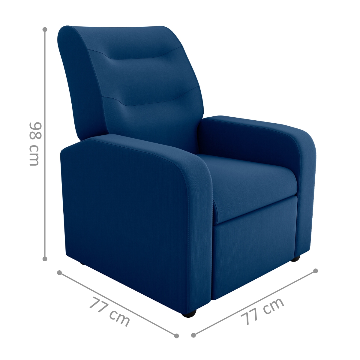 Poltrona Decorativa Reclinável Cecilia Veludo Light Azul