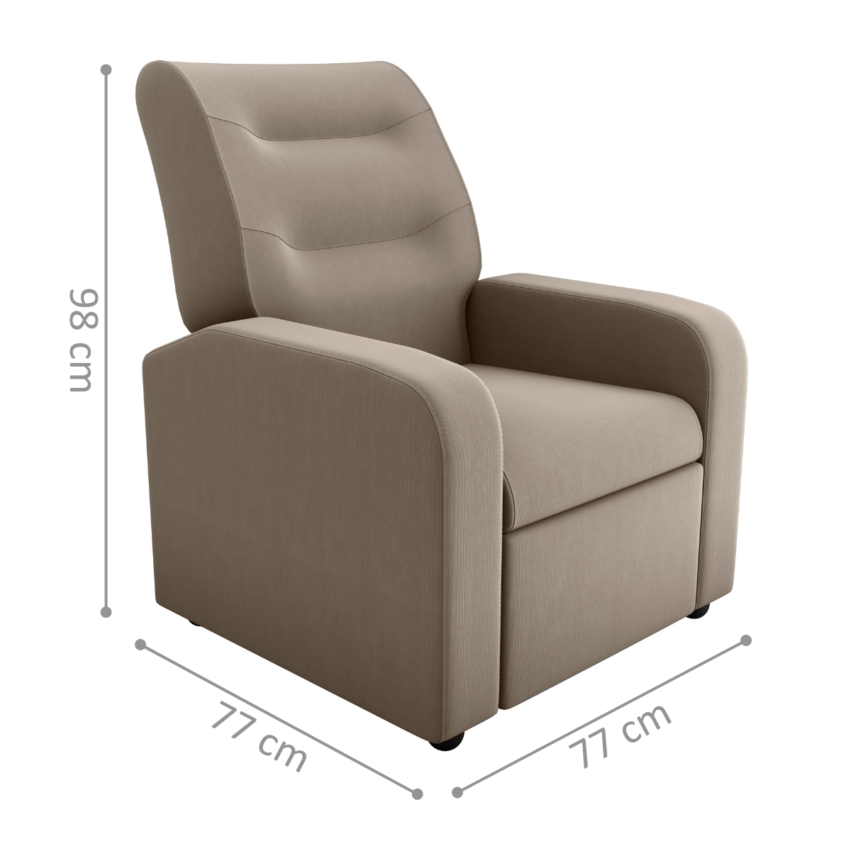 Poltrona Decorativa Reclinável Cecilia Veludo Light Cappuccino