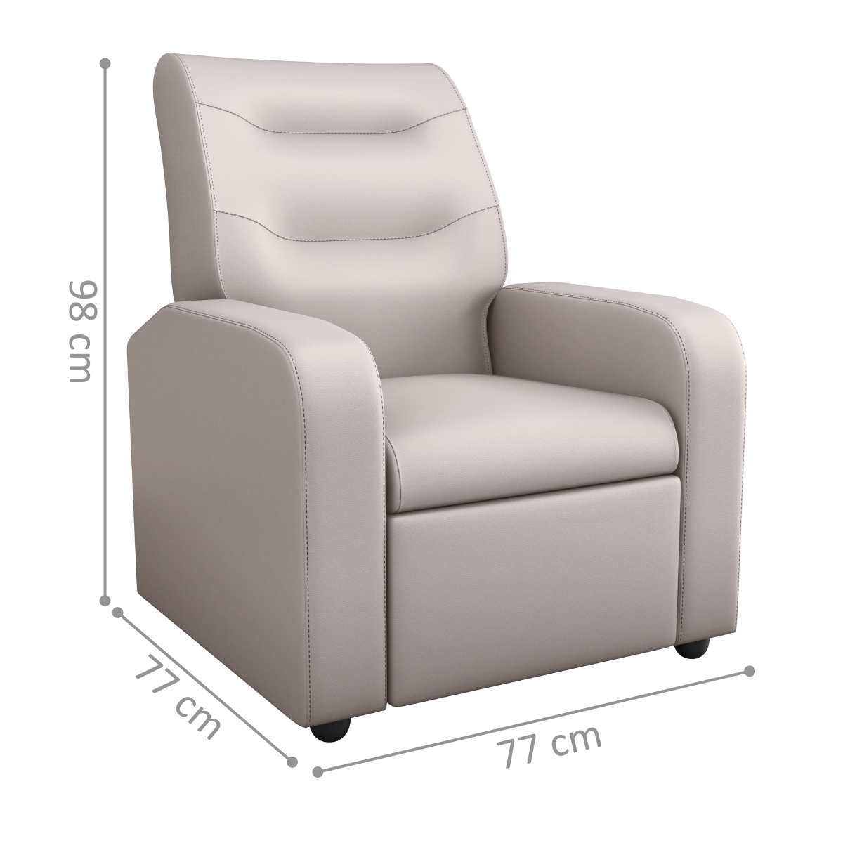 Poltrona Decorativa Reclinável Pireu Corino Bege