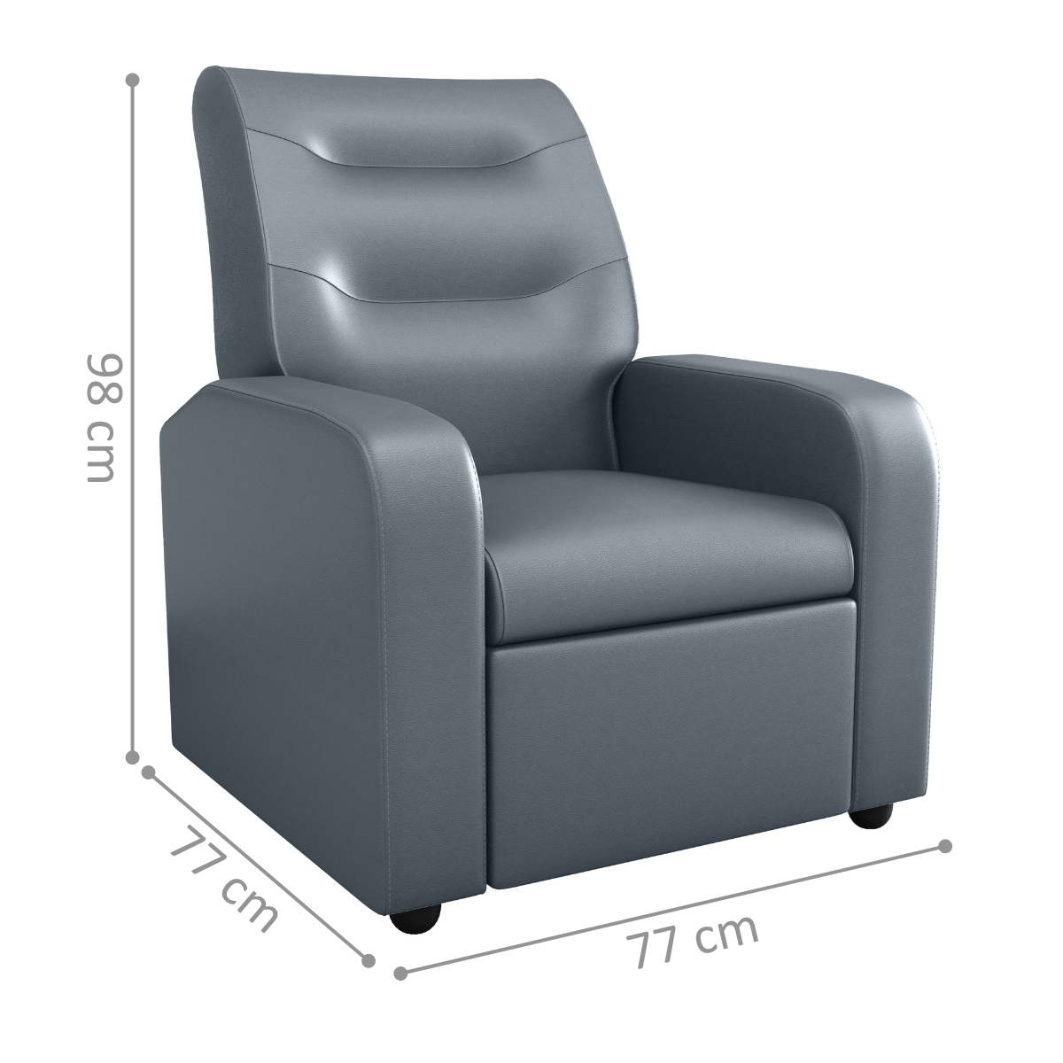 Poltrona Decorativa Reclinável Pireu Sintetico Chumbo