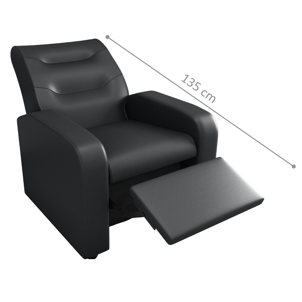 Poltrona Decorativa Reclinável Pireu Sintetico Preto