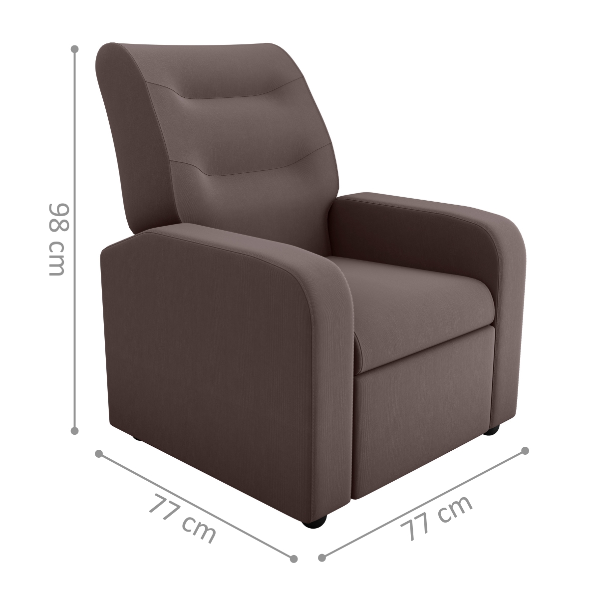 Poltrona Decorativa Reclinável Pireu Veludo Light Marrom