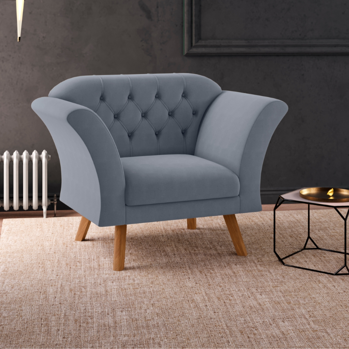 Poltrona Decorativa Roseira Inca Chumbo