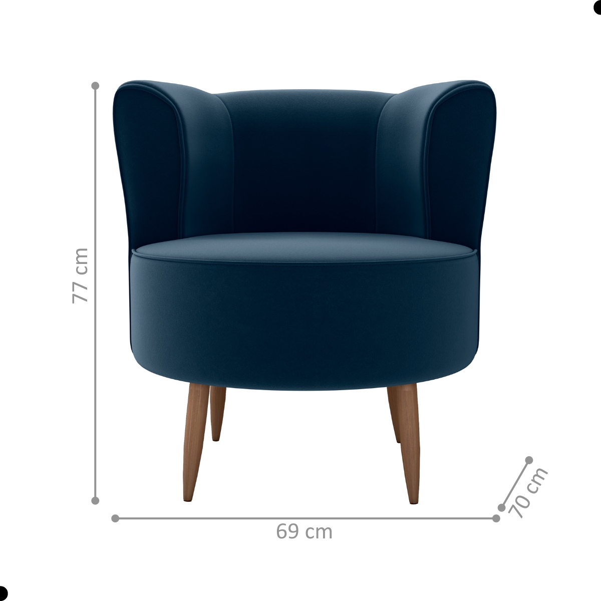 Poltrona Decorativa para Sala Amapá Veludo Azul