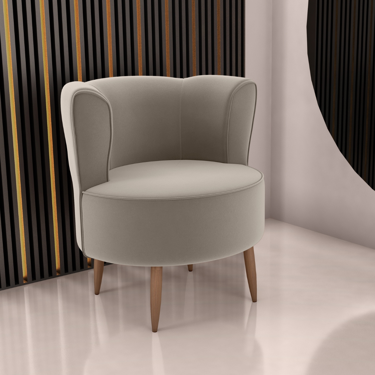Poltrona Decorativa para Sala Amapá Veludo Cappuccino