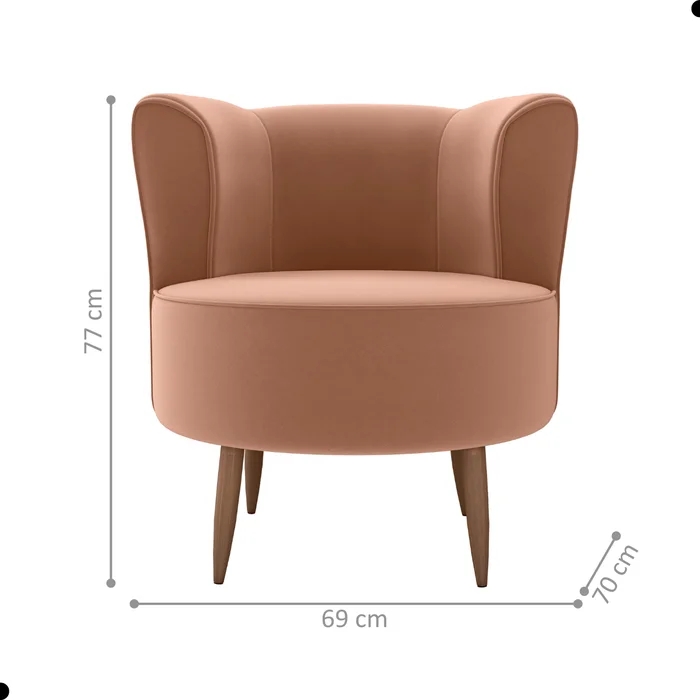 Poltrona Decorativa para Sala Amapá Veludo Ferrugem