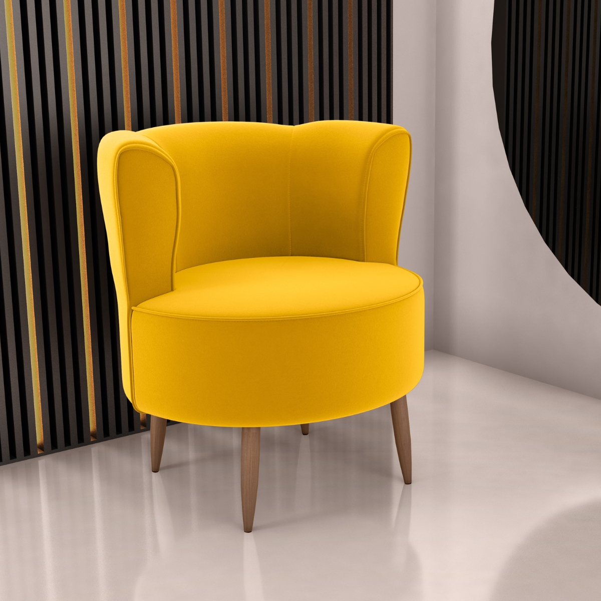 Poltrona Decorativa para Sala Amapá Veludo Holland Amarelo
