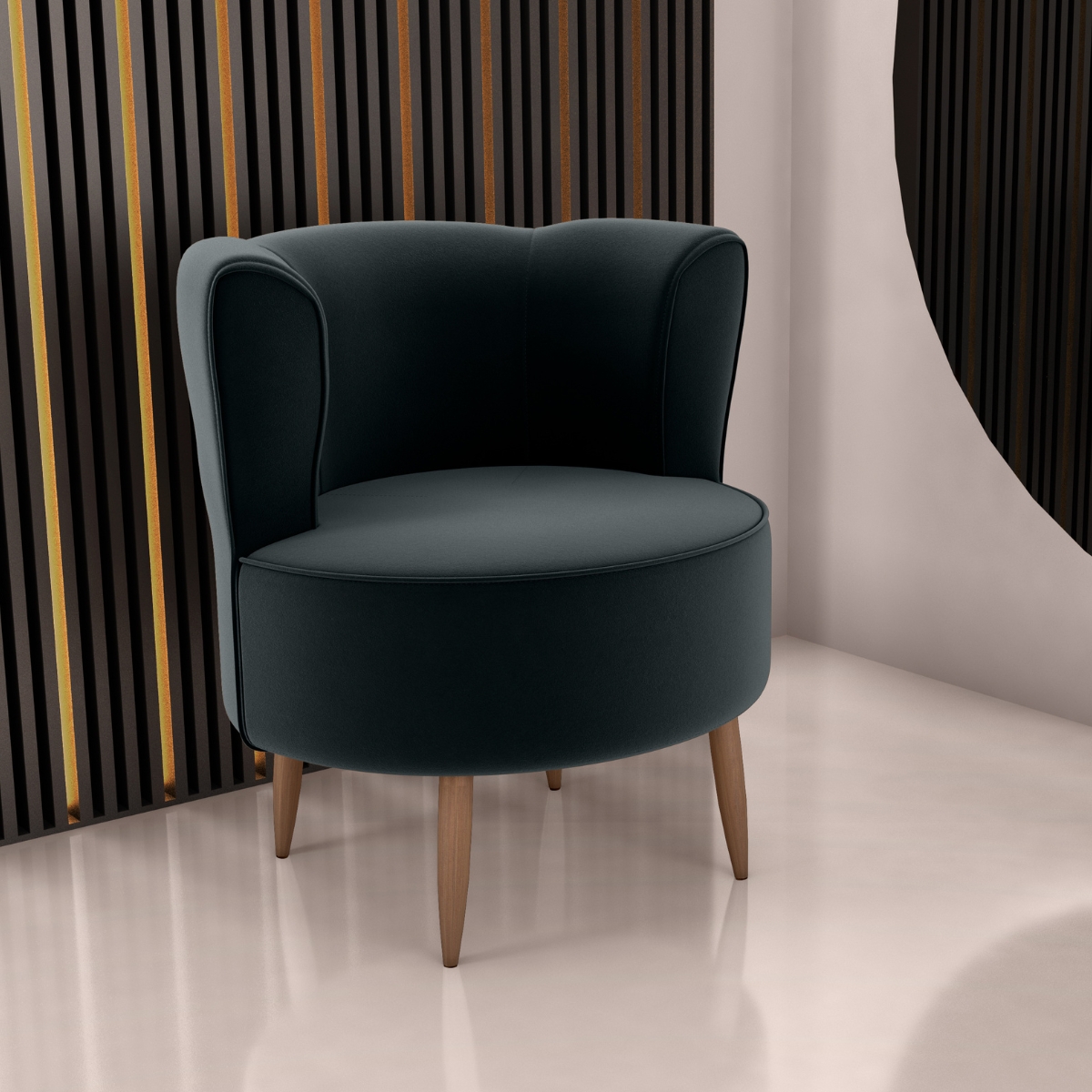 Poltrona Decorativa para Sala Amapá Veludo Inca Preto