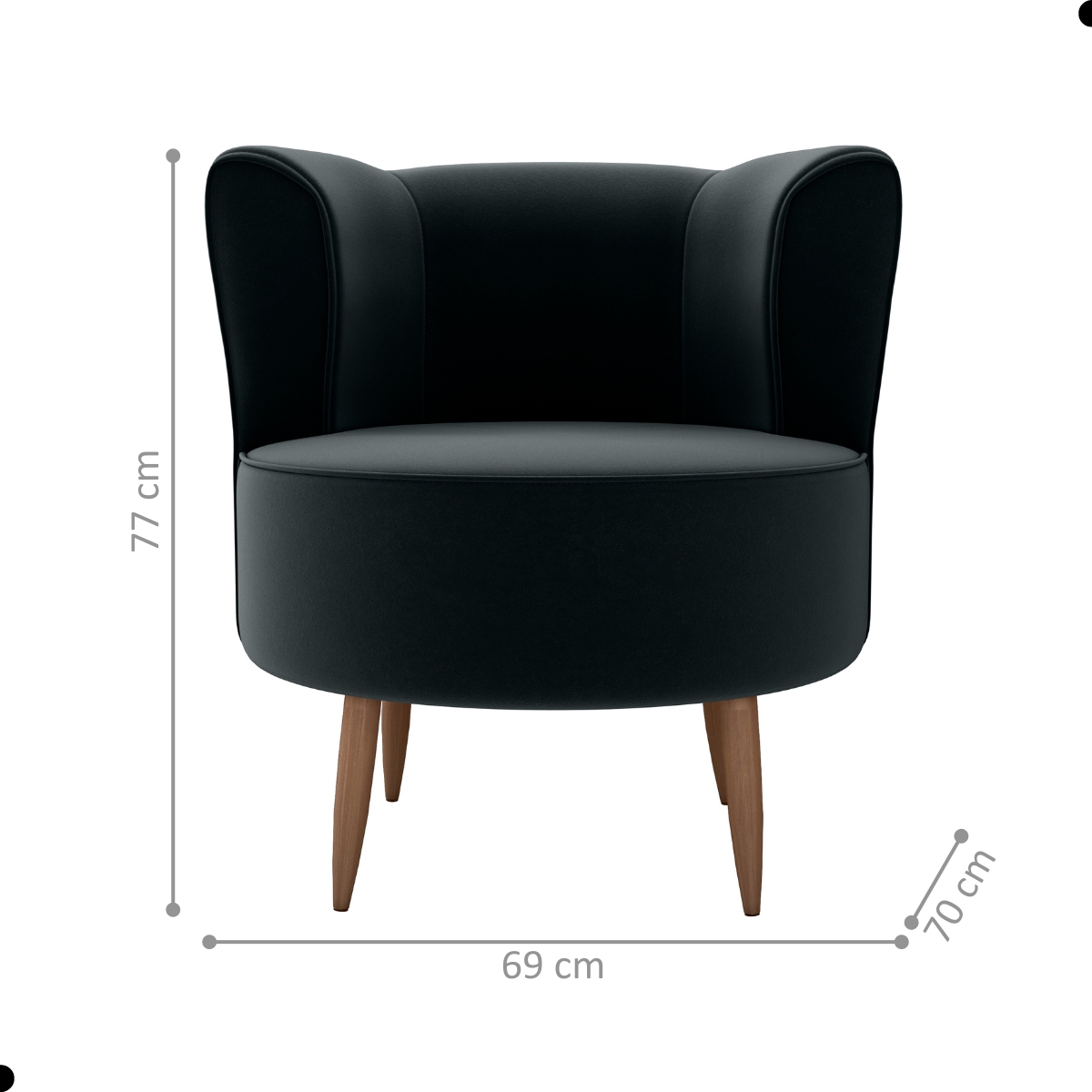 Poltrona Decorativa para Sala Amapá Veludo Inca Preto